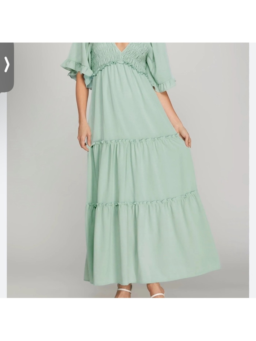 NWT She + Sky Size 2xl V-Neck Mint Tiered Maxi Dress